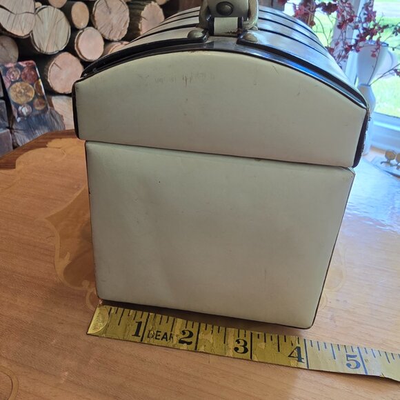 Tano of Madrid - Vintage Silver & Leather Locking Train Case Style Purse - Picture 15 of 16